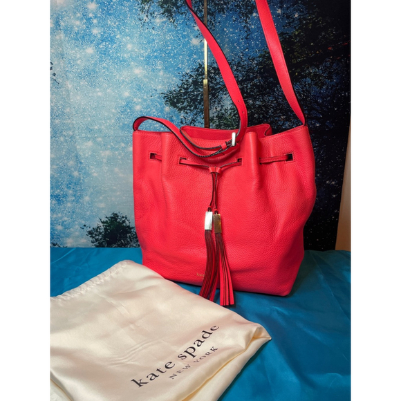 Fire 🔥 Kate Spade Tote Bag Hot Pink Tassle Beautiful VGC W Dustie - Picture 2 of 16